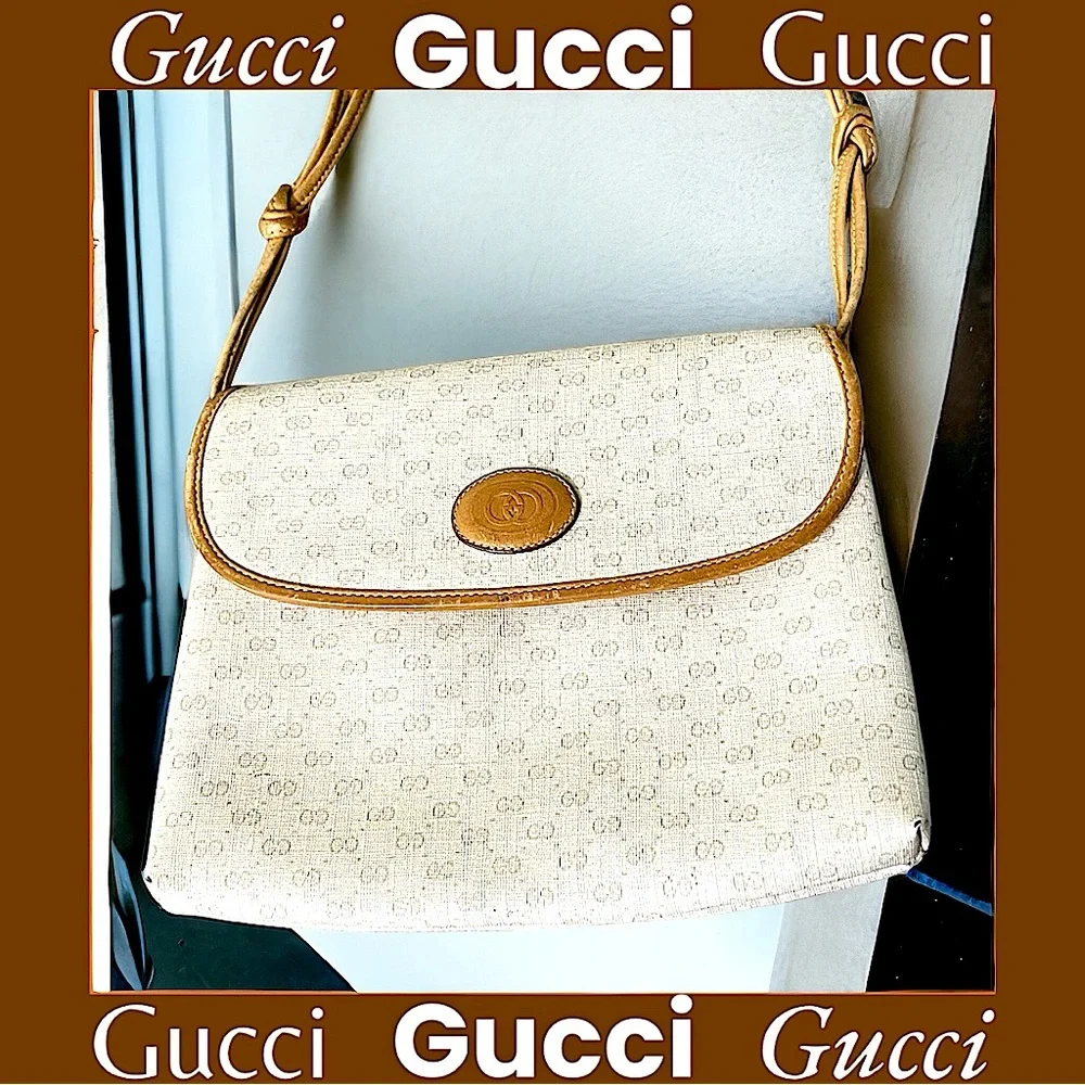 Gucci Cream and Tan Shoulder Bag see pics for callouts, thanks! - Picture 6 of 15